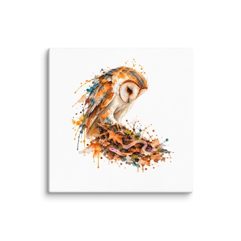 Natural Order watercolor owl and snake canvas print from the GéCa Symbiosis collection