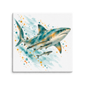 Shared Current watercolor shark and remora canvas print from the GéCa Symbiosis collection